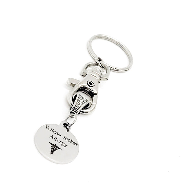 Medical ID Awareness Keychain, Yellow Jacket Allergy Keychain, Yellow Jacket Allergy Awareness, Medical Notification Keychain, Keychain Gift