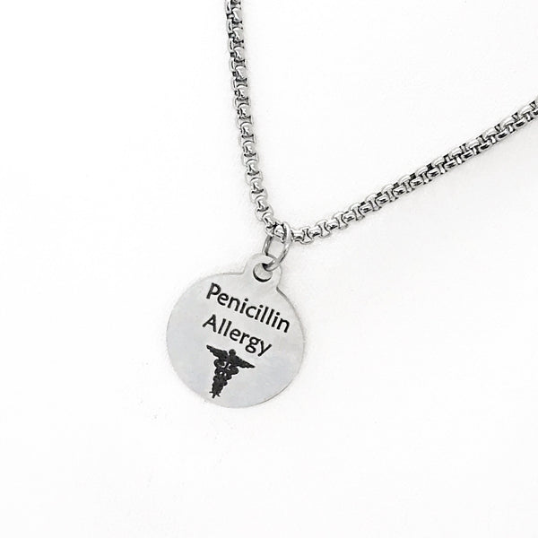 Medical Condition Necklace, Penicillin Allergy Necklace, Penicillin Allergy Notification, Medical Notification Jewelry, Medical Charm