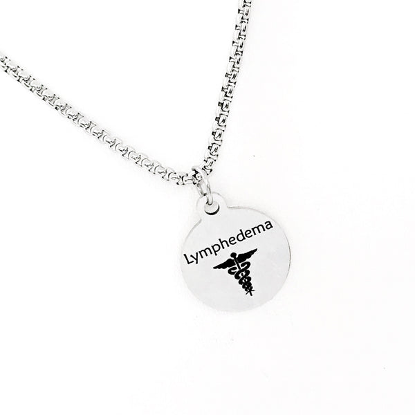 Medical Condition Necklace, Lymphedema Necklace, Lymphedema Notification, Medical Notification Jewelry, Medical Charm, Medical Caduceus