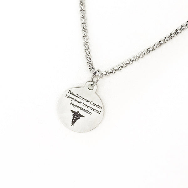 Medical Condition Necklace, Pseudotumor Cerebri IIH Necklace, Idiopathic Intercranial Hypertension Notification, Medical Notification