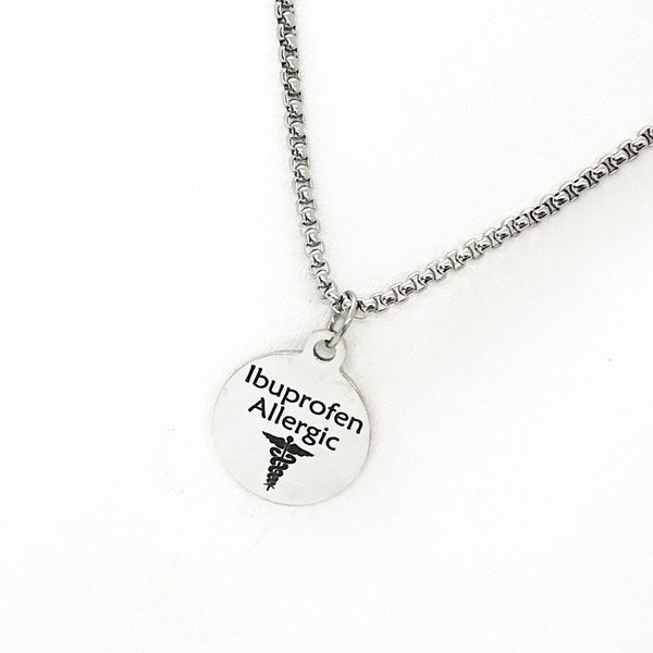 Medical Condition Necklace, Ibuprofen Allergic Necklace, Ibuprofen Allergic Notification, Allergy Medical Notification, Medicine Allergy