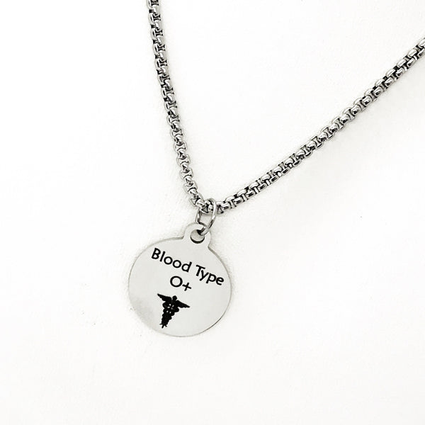 Blood Type Necklace, Blood Type Jewelry, Medical Notification, Medical Notification, Medicine Allergy, Blood Type Charm