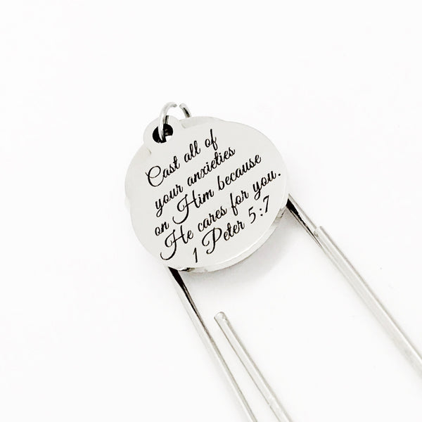 Scripture Gift, Cast All Of Your Anxieties On Him Bookmark, 1 Peter 5 7, No Worries, Bible Verse Gift, Bible Verse Bookmark, Scripture Quote