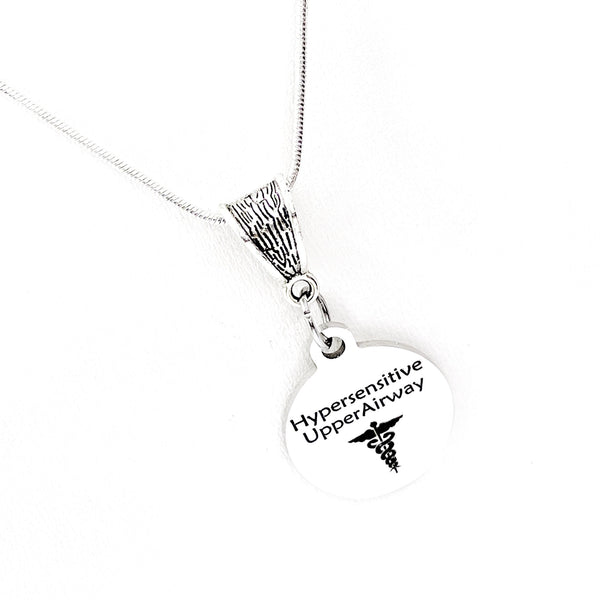 Medical Symbol Necklace, Hypersensitive Upper Airway Necklace, Medical Notification, Medical Notice, Gift For Her, Medical Caduceus