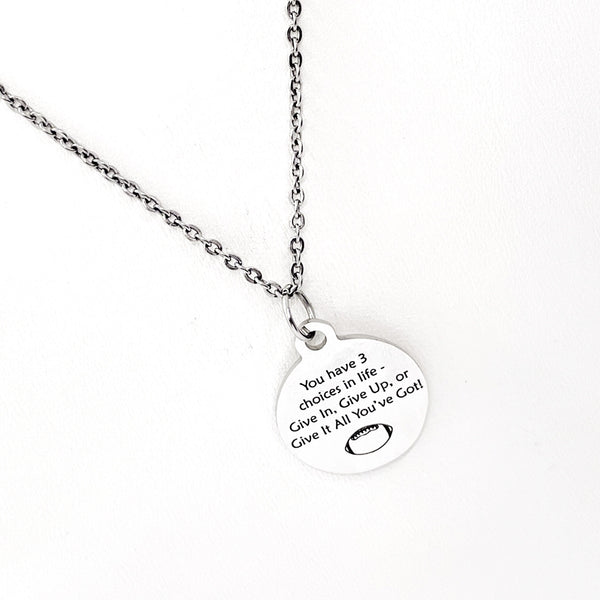 Football Necklace, Three Choices Necklace, Give It All You’ve Got, Motivation Gift, Motivating Quote, Football Lover Gift, Football Player