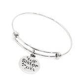 Sister Gift, Best Sister Ever Bracelet, Stacking Bangle, Charm Bracelet, Sister Love, Gift For Her, Gift For Sister, Sister Christmas