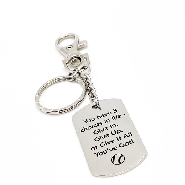 Baseball Player Gift, Three Choices In Life Keychain, Give It All You’ve Got, Motivating Him, Encouragement Gift, Motivating Quote, Son Gift