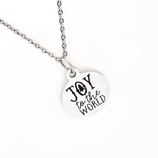 Christmas Jewelry, Joy To The World Necklace, Christmas Charm, Christmas Joy, Joy To The World Pendant, Joy Jewelry, Gift For Her, Mom Gift