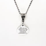 Scripture Gift, Lamentations 3 37 Necklace, Who Is He Who Speaks And It Comes To Pass When The Lord Has Not Commanded It, Faith Gift