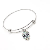 Sugar Skull Bangle, Stacking Bangle, Sugar Skull Bracelet, Sugar Skull Jewelry, Charm Bangle, Expanding Bangle