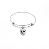 Sugar Skull Bangle, Stacking Bangle, Sugar Skull Bracelet, Sugar Skull Jewelry, Charm Bangle, Expanding Bangle