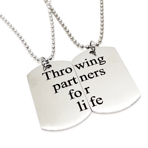 Throwing Partners For Life Necklace Set, Baseball Player Gift, Father Son Gift, Softball Necklaces, Pitcher Catcher Necklaces, Graduation