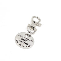 Bag Charm, Even Through Deep Waters I Will Be With You Charm, Christian Gift, Faith Gift, Scripture Charm, Isaiah 43 2 Charm, Keychain Charm