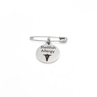 Medical Pin, Shellfish Allergy Pin, Medical Notice, Medical Awareness, Shellfish Allergy Notification, Medical Charm, Pin Charm, Lapel Pin