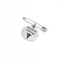 Medical Pin, Shellfish Allergy Pin, Medical Notice, Medical Awareness, Shellfish Allergy Notification, Medical Charm, Pin Charm, Lapel Pin