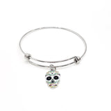 Sugar Skull Bangle, Stacking Bangle, Sugar Skull Bracelet, Sugar Skull Jewelry, Charm Bangle, Expanding Bangle