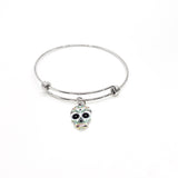 Sugar Skull Bangle, Stacking Bangle, Sugar Skull Bracelet, Sugar Skull Jewelry, Charm Bangle, Expanding Bangle