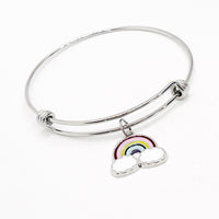 Rainbow Bracelet, Rainbow Charm Bracelet, Rainbow Gifts, Genesis 9 16, God’s Promise Gift, Rainbow Promise Charm, Stacking Bangle