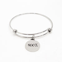 Charm Bracelet, 100 Percent Bracelet, 100% Charm, Give It All You’ve Got, Stacking Bangle, Charm Bangle, Wife Gift, Entrepreneur Gift