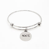 Charm Bracelet, 100 Percent Bracelet, 100% Charm, Give It All You’ve Got, Stacking Bangle, Charm Bangle, Wife Gift, Entrepreneur Gift