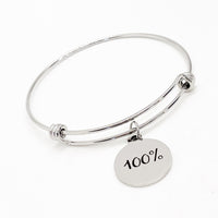 Charm Bracelet, 100 Percent Bracelet, 100% Charm, Give It All You’ve Got, Stacking Bangle, Charm Bangle, Wife Gift, Entrepreneur Gift