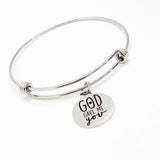 Charm Bracelet, God Gave Me You Bracelet, Daughter Gift, Wife Gift, Girlfriend Gift, Stacking Bangle, Charm Bangle,  Mothers Day Gift