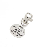 Bag Charm, Even Through Deep Waters I Will Be With You Charm, Christian Gift, Faith Gift, Scripture Charm, Isaiah 43 2 Charm, Keychain Charm