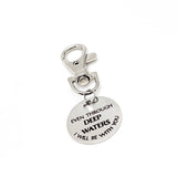 Bag Charm, Even Through Deep Waters I Will Be With You Charm, Christian Gift, Faith Gift, Scripture Charm, Isaiah 43 2 Charm, Keychain Charm