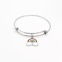 Rainbow Bracelet, Rainbow Charm Bracelet, Rainbow Gifts, Genesis 9 16, God’s Promise Gift, Rainbow Promise Charm, Stacking Bangle