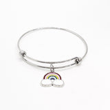 Rainbow Bracelet, Rainbow Charm Bracelet, Rainbow Gifts, Genesis 9 16, God’s Promise Gift, Rainbow Promise Charm, Stacking Bangle