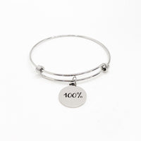 Charm Bracelet, 100 Percent Bracelet, 100% Charm, Give It All You’ve Got, Stacking Bangle, Charm Bangle, Wife Gift, Entrepreneur Gift