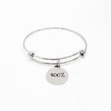 Charm Bracelet, 100 Percent Bracelet, 100% Charm, Give It All You’ve Got, Stacking Bangle, Charm Bangle, Wife Gift, Entrepreneur Gift