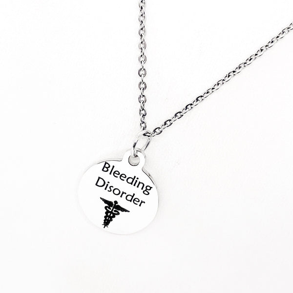 Bleeding Disorder Necklace, Bleeding Disorder Medical ID, Bleeding Condition Medical Notification, Medical Condition Necklace
