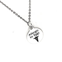 Allergic To Eggs Necklace, Medical ID, Egg Allergy Medical Condition Medical Notification, Medical Condition Necklace