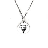 Allergic To Eggs Necklace, Medical ID, Egg Allergy Medical Condition Medical Notification, Medical Condition Necklace