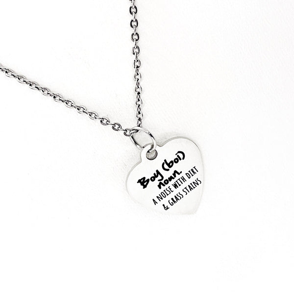 Mom Gift, Boy A Noise With Dirt And Grass Stains Necklace, New Baby Gift, Baby Shower Gift, Gender Reveal Gift, Wife Gift, Birth Gift