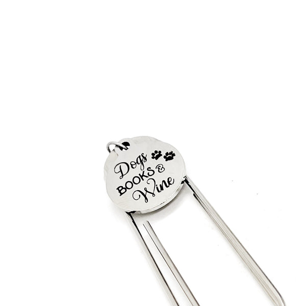 Dog Owner Gift, Dogs Books Wine Bookmark, Dog Lover Gift, Book Lover Gift, Wine Lover Gift, Reader Gift, My Favorite Things Bookmark