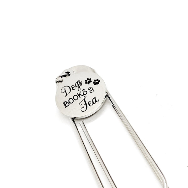 Dog Owner Gift, Dogs Books Tea Bookmark, Dog Lover Gift, Book Lover Gift, Tea Lover Gift, Reader Gift, My Favorite Things Bookmark
