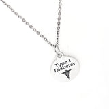 Type 1 Diabetes Necklace, Type 1 Diabetes Medical ID Charm, Medical Notification Jewelry, Medical Awareness Notification Charm Necklace