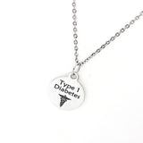 Type 1 Diabetes Necklace, Type 1 Diabetes Medical ID Charm, Medical Notification Jewelry, Medical Awareness Notification Charm Necklace
