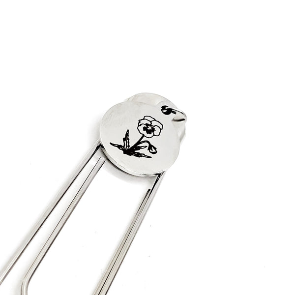 Birth Month Flower Bookmark, February Flower Bookmark,  Violet Bookmark, Charm Bookmark, February Birthday Gift, Reader Gift, Charm Bookmark