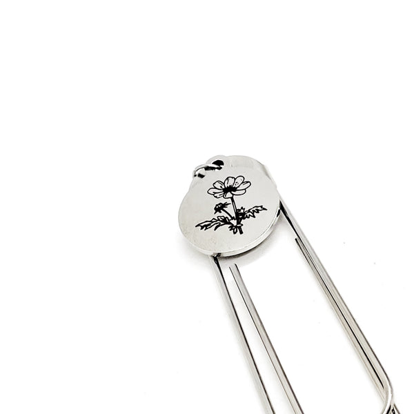 Birth Month Flower Bookmark, October Flower Bookmark, Cosmos Bookmark, Charm Bookmark, October Birthday Gift, Reader Gift, Charm Bookmark