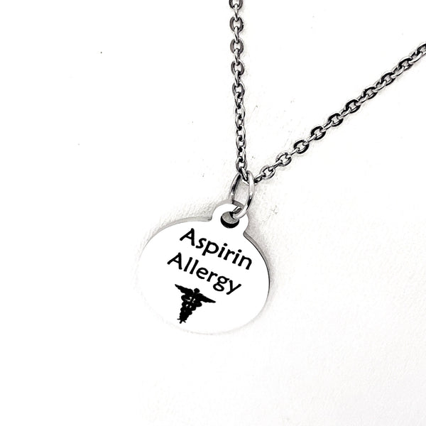 Aspirin Allergy Necklace, Allergic To Aspirin Medical ID, Aspirin Allergy Medical Condition Medical Notification, Medical Condition Necklace