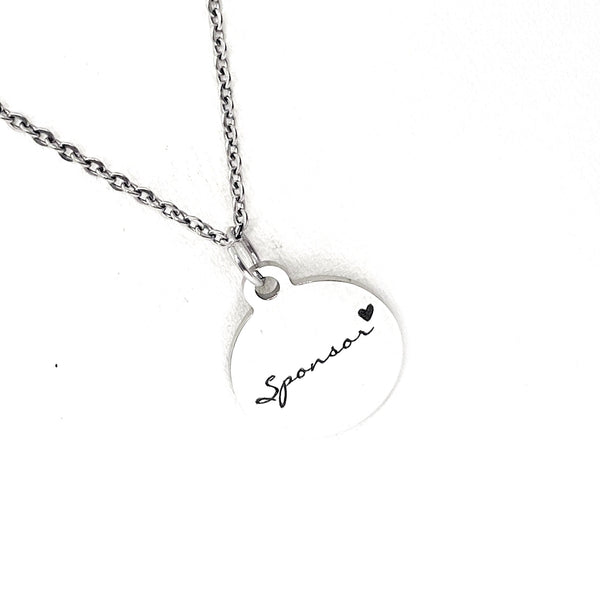 Sponsor Necklace, Sponsor Gifts, Sponsor Charm, Pendant Necklace, Recovery Sponsor, School Club Sponsor, Cheer Sponsor, Group Sponsor