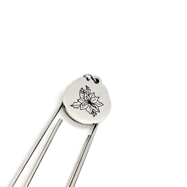 Birth Month Flower Bookmark, December Flower Bookmark, Poinsettia Bookmark, Charm Bookmark, December Birthday Gift, Charm Bookmark