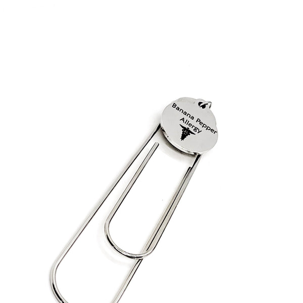 Banana Pepper Allergy Bookmark, Banana Pepper Allergy Charm, Planner Bookmark, Reader Gifts , Charm Bookmark, Paperclip Bookmark