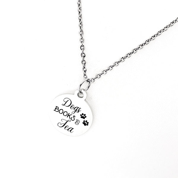 Dog Owner Gift, Dog Books Tea Necklace, Book Lover Gift, Reader Gift, Tea Lover Gift, My Favorite Things Gift