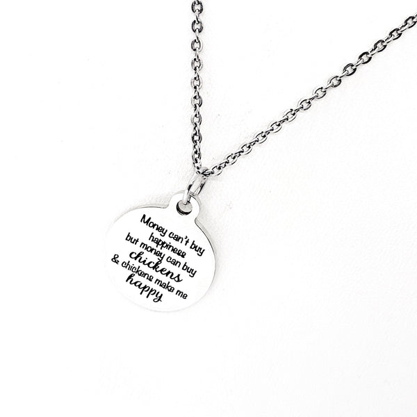 Chicken Owner Gift, Chickens Make Me Happy Necklace, Wife Gift, Chicken Lady Gift, Friend Gift, Gift For Her, Pendant Necklace