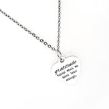 Gratitude Necklace, Positive Affirmation Jewelry, Gratitude Mindset, Gratitude Turns What We Have Into Enough, Affirmation Jewelry Gift