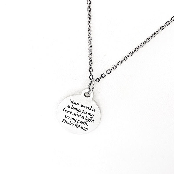 Scripture Gift, Your Word Is A Lamp To My Feet And A Light To My Path Necklace, Psalm 119 105, Christian Gift, Baptism Gift, Gift For Her